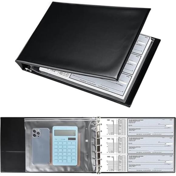 7 Ring Business Check Book Binder, 600 Checks Capacity for 9" x 13" Sheets, PU - Picture 8 of 8